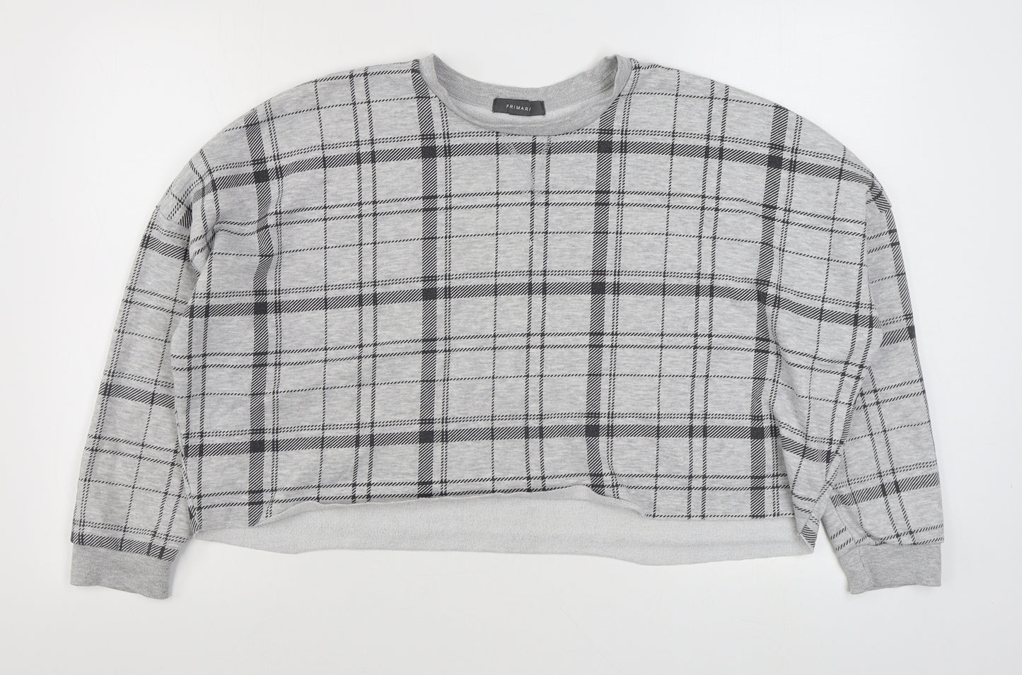 Primark Womens Grey Plaid Cotton Pullover Sweatshirt Size M  Pullover