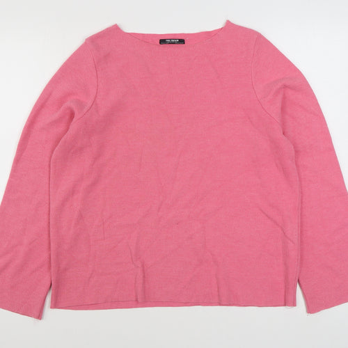 Zara Womens Pink Boat Neck  Cotton Pullover Jumper Size S