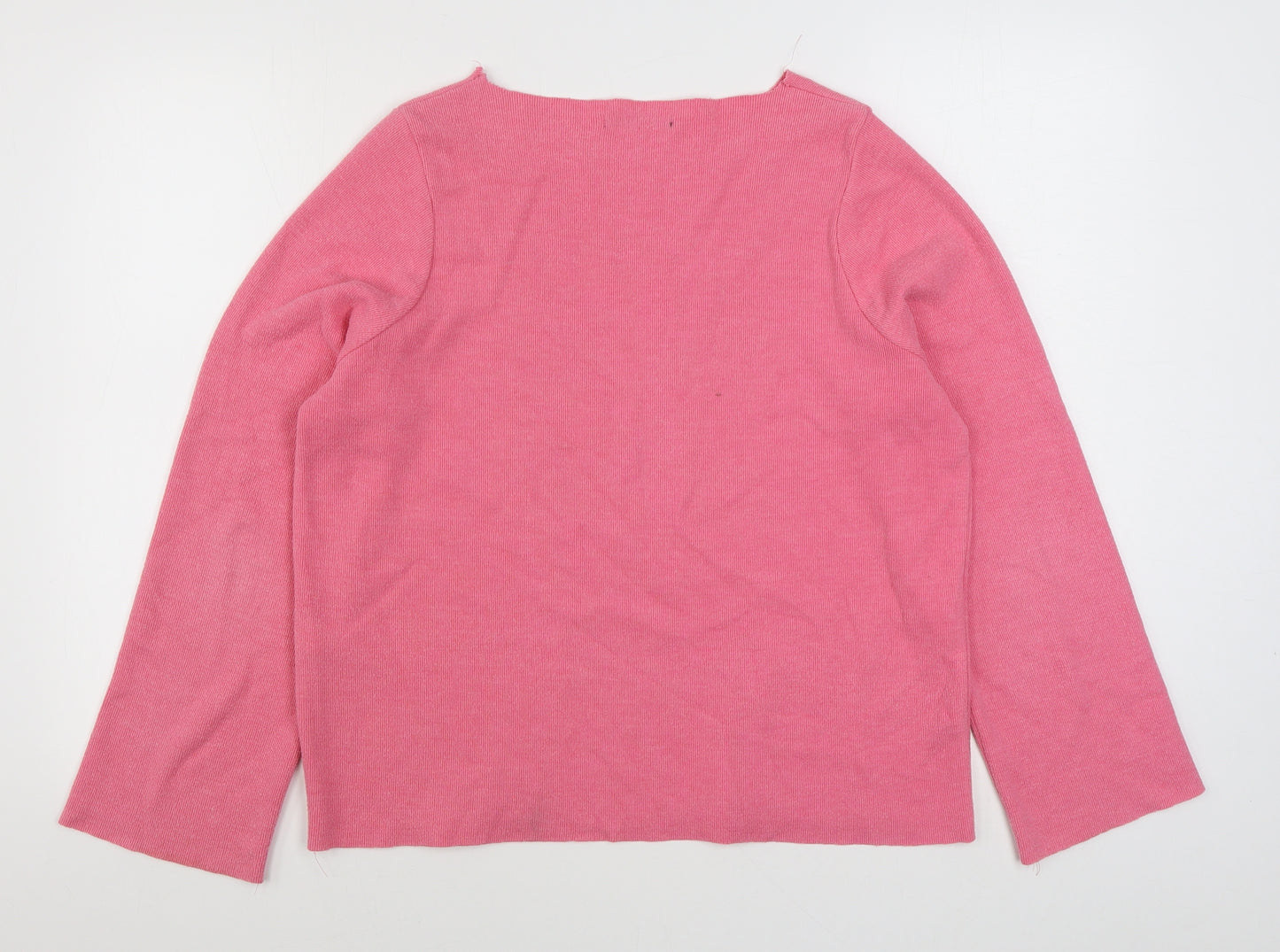 Zara Womens Pink Boat Neck  Cotton Pullover Jumper Size S