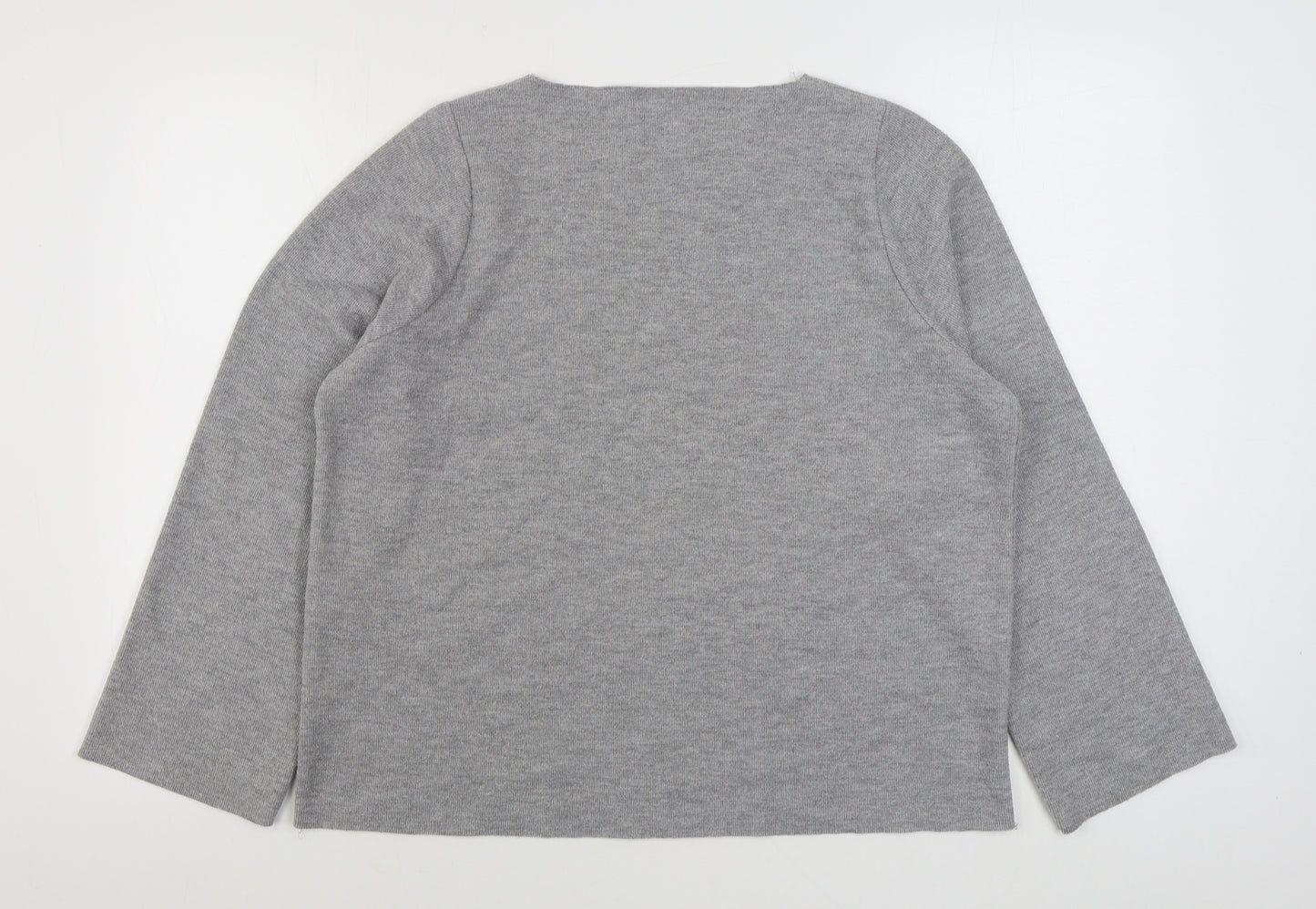 Zara Womens Grey Boat Neck  Cotton Pullover Jumper Size M