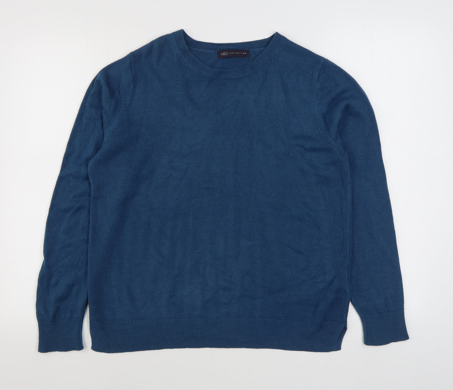 Marks and Spencer Womens Blue Round Neck  Acrylic Pullover Jumper Size 16