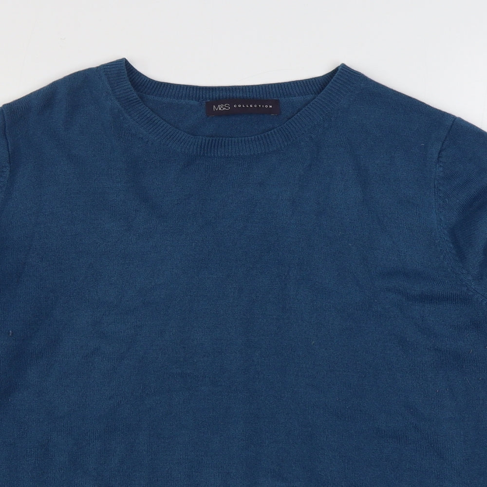 Marks and Spencer Womens Blue Round Neck  Acrylic Pullover Jumper Size 16