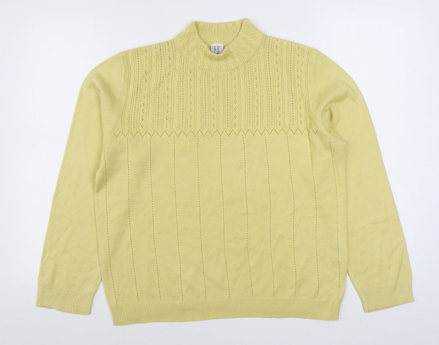 Preworn Womens Yellow Round Neck  Acrylic Pullover Jumper Size 14