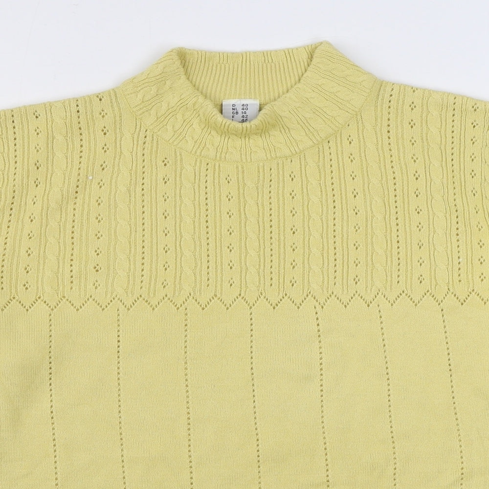 Preworn Womens Yellow Round Neck  Acrylic Pullover Jumper Size 14