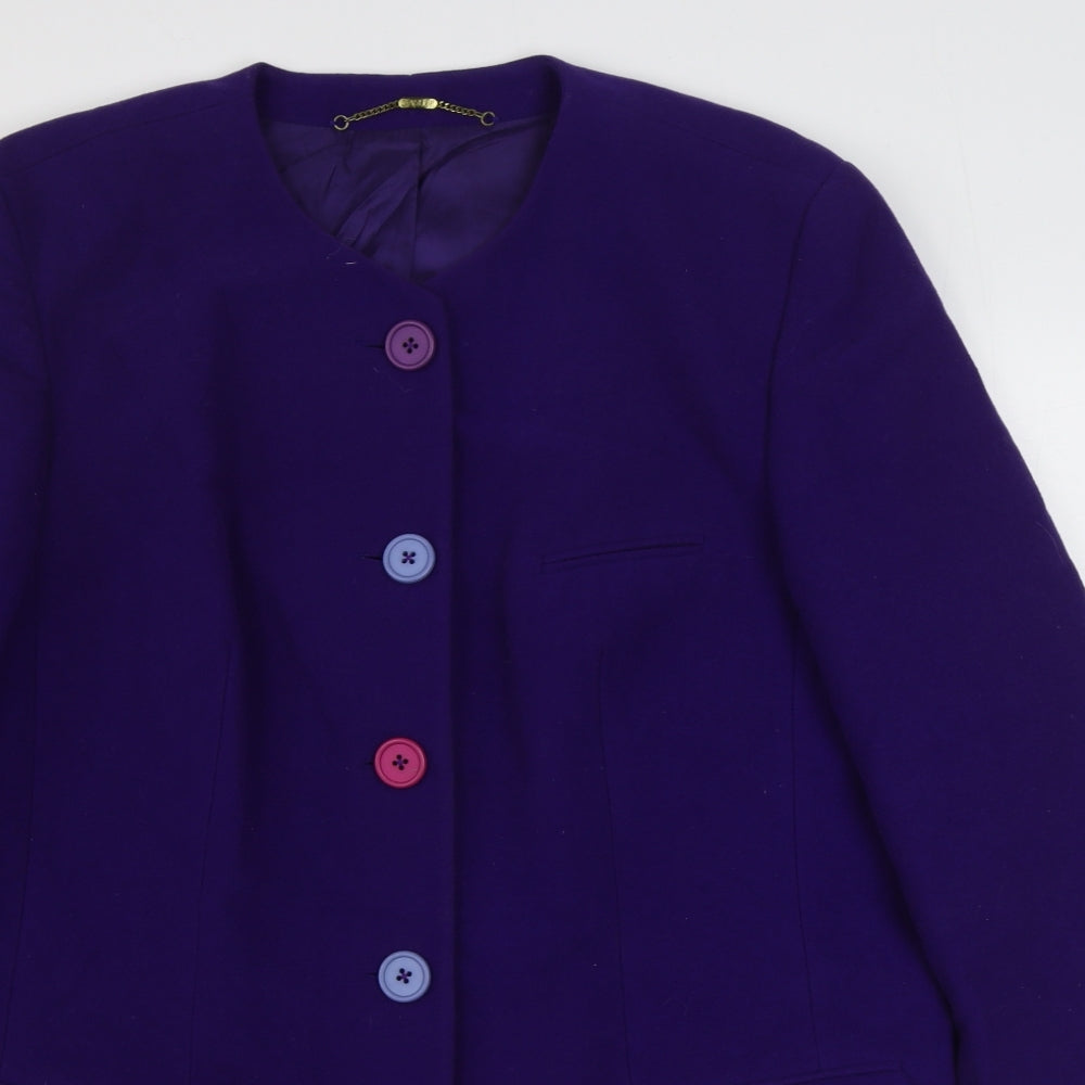 Bassler Womens Purple   Overcoat Coat Size L  Button