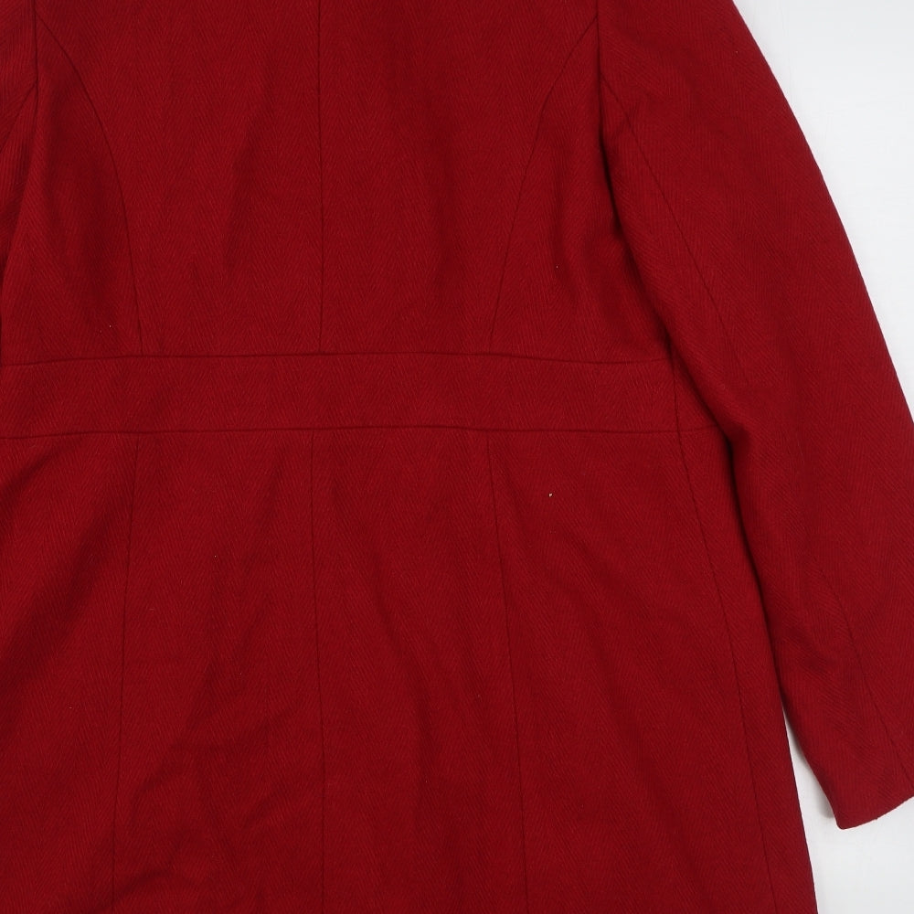 New Look Womens Red   Overcoat Coat Size 18  Button