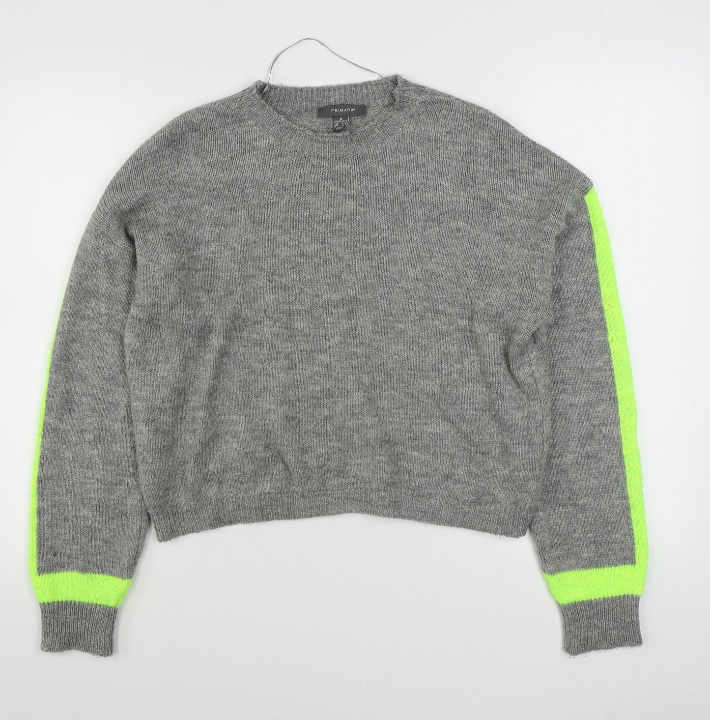 Primark Womens Grey Round Neck  Acrylic Pullover Jumper Size M