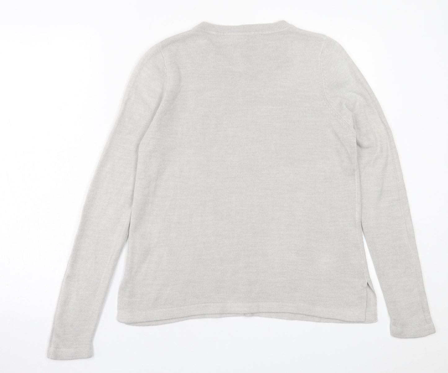 Marks and Spencer Womens Grey Crew Neck  Acrylic Pullover Jumper Size 12