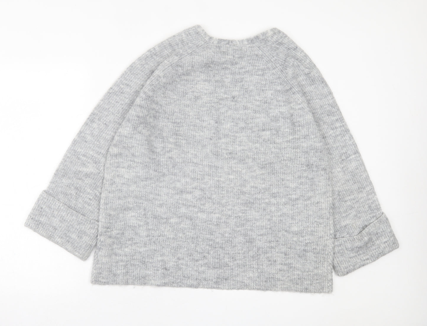 NEXT Womens Grey V-Neck  Acrylic Pullover Jumper Size L