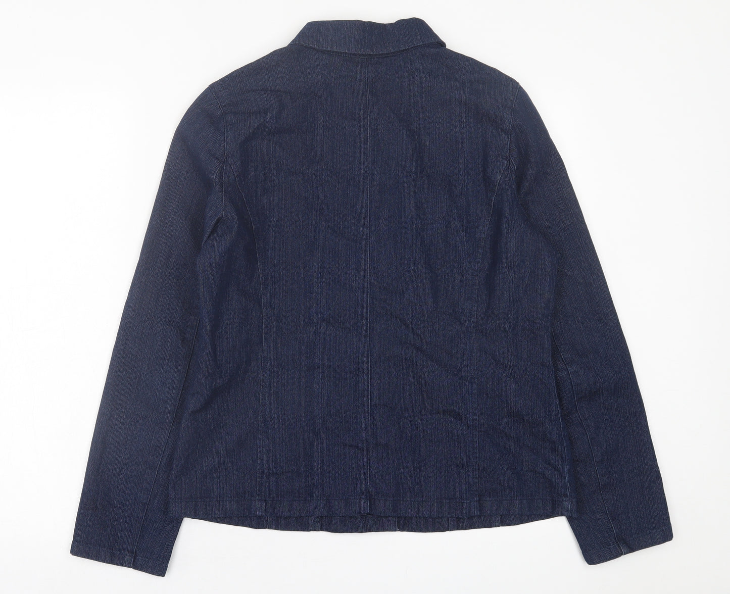 Damart Womens Blue  Cotton Basic Button-Up Size 12 Collared