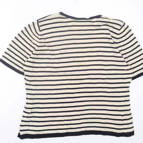 studio 121 Womens Beige Crew Neck Striped Cotton Pullover Jumper Size XL