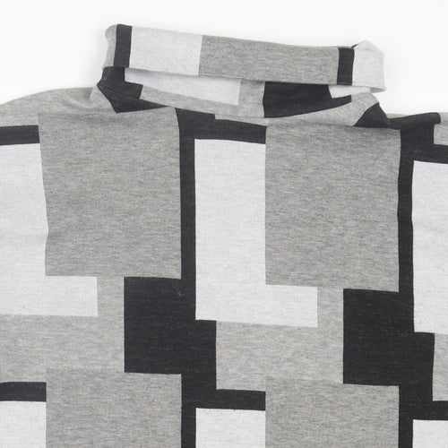 NEXT Womens Grey Roll Neck Geometric Viscose Pullover Jumper Size 14