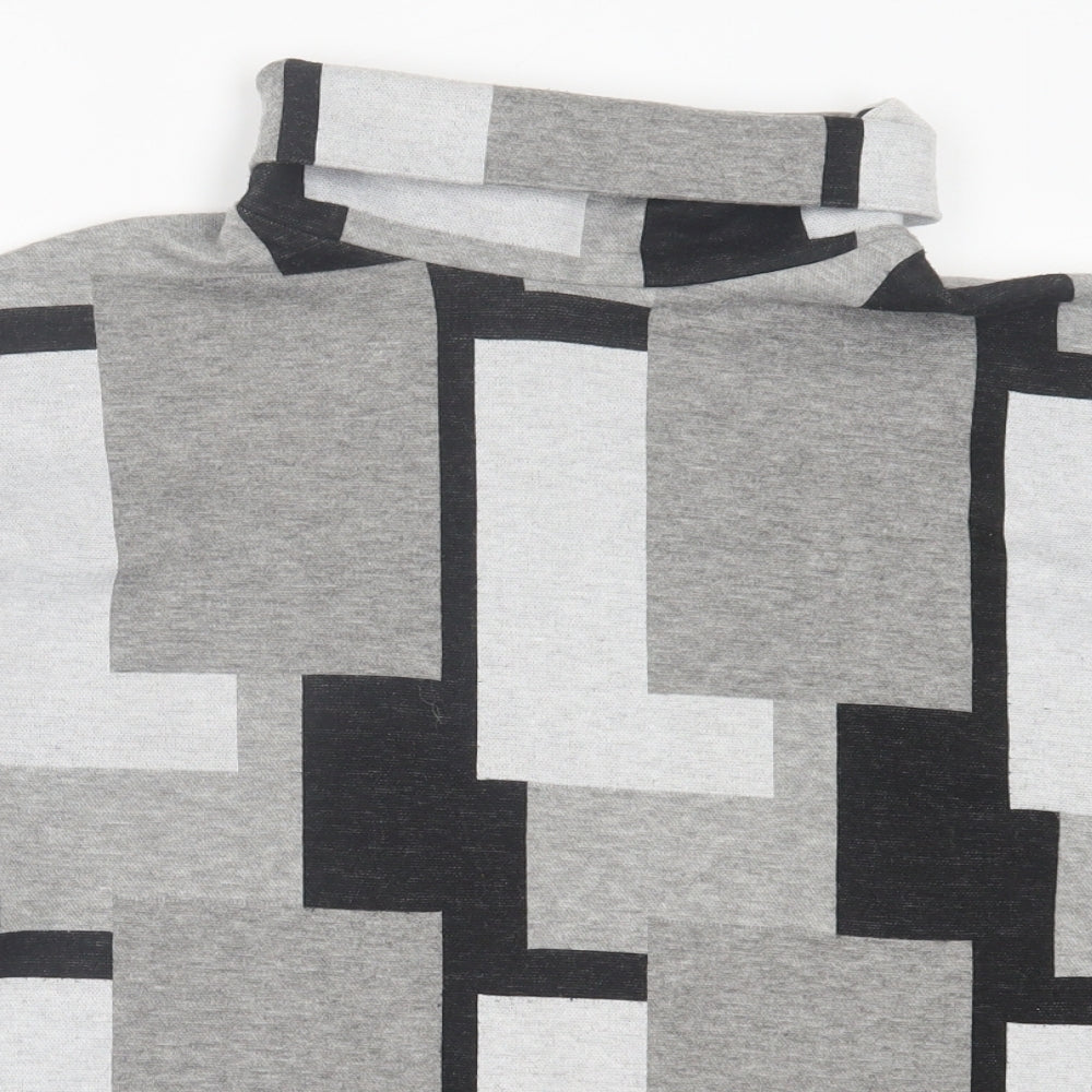 NEXT Womens Grey Roll Neck Geometric Viscose Pullover Jumper Size 14