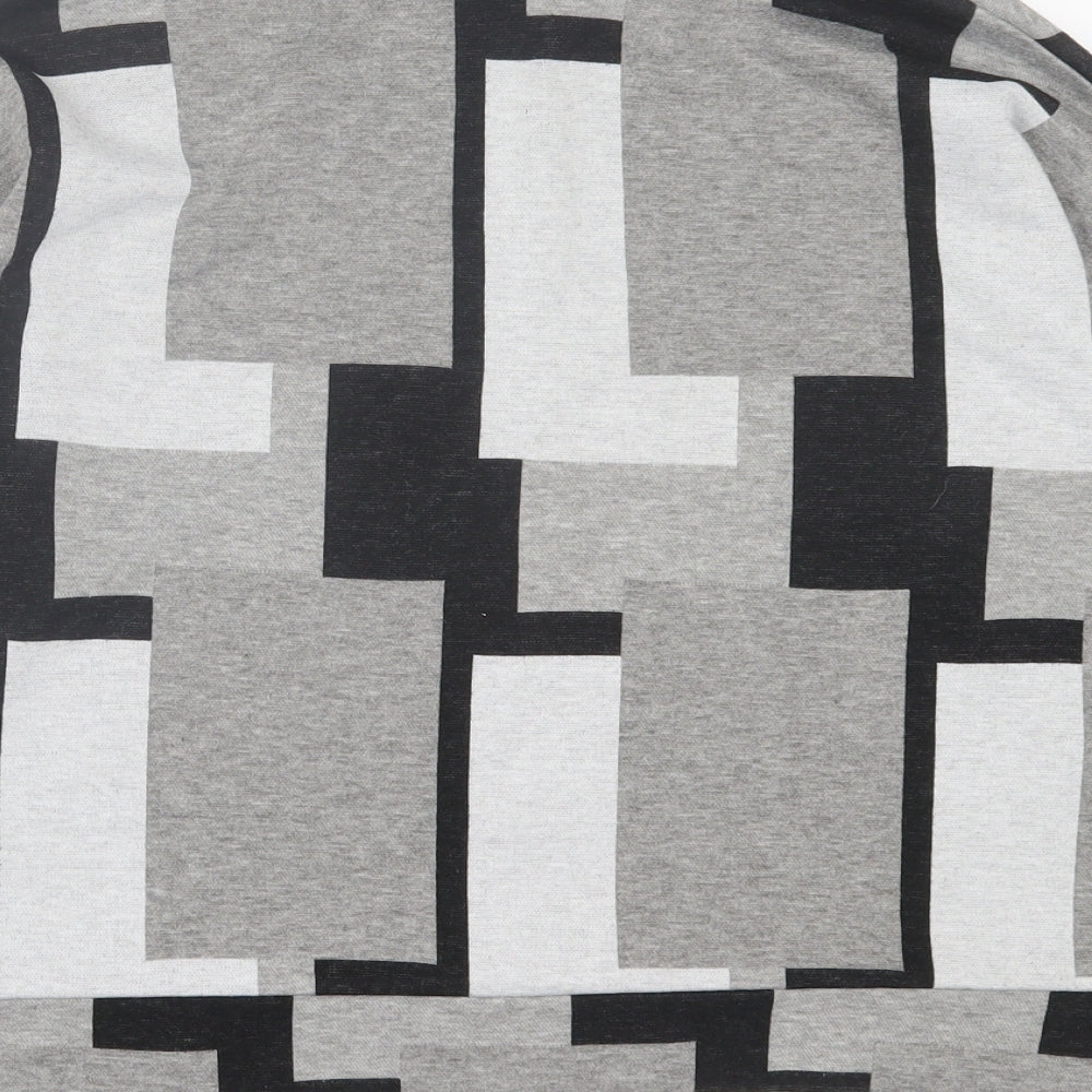 NEXT Womens Grey Roll Neck Geometric Viscose Pullover Jumper Size 14
