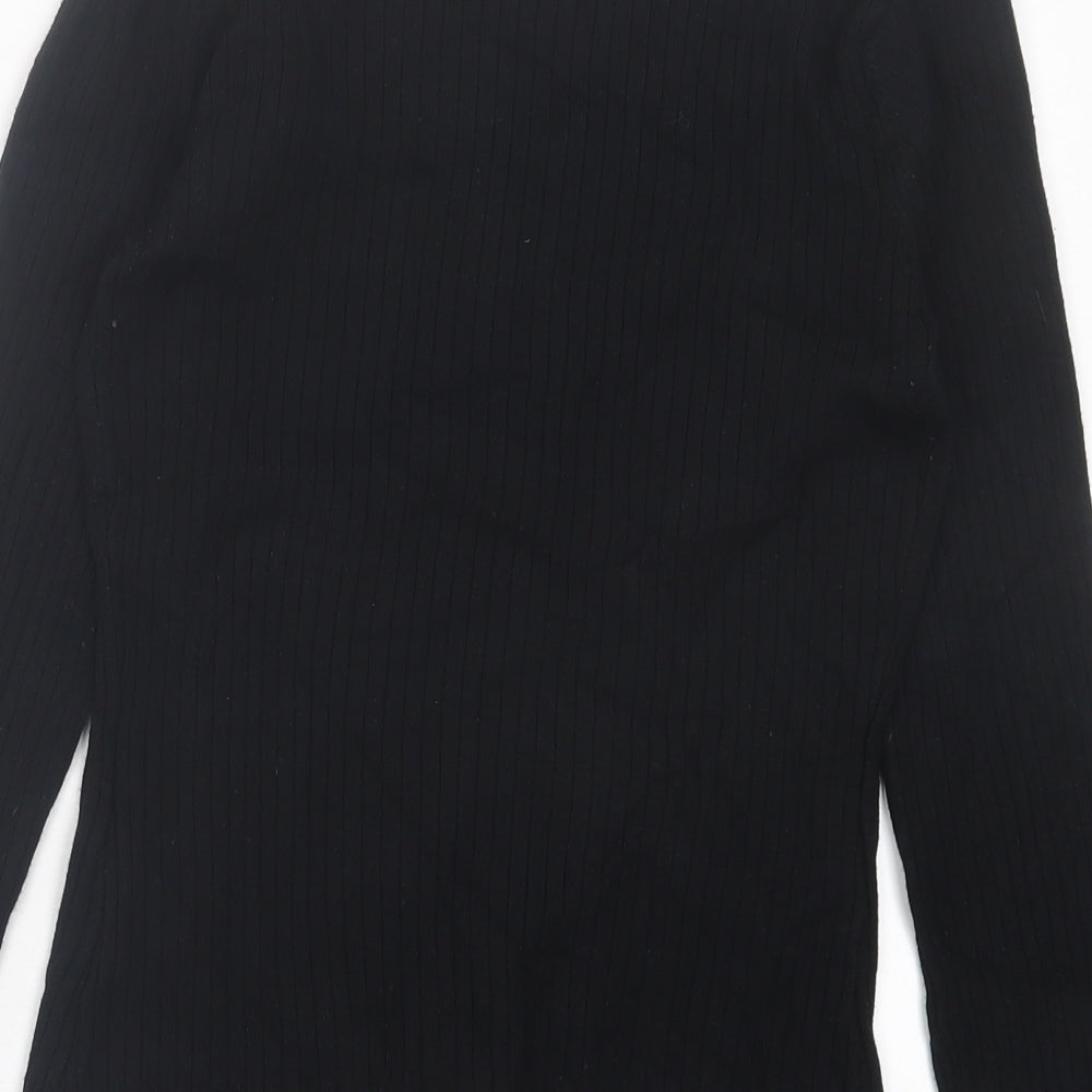 Klass Womens Black V-Neck Floral Viscose Pullover Jumper Size S