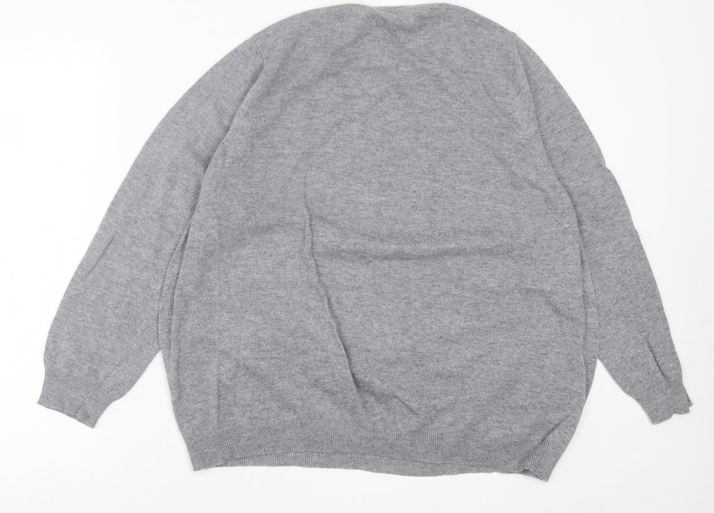 Evans Womens Grey Crew Neck  Acrylic Pullover Jumper Size 22