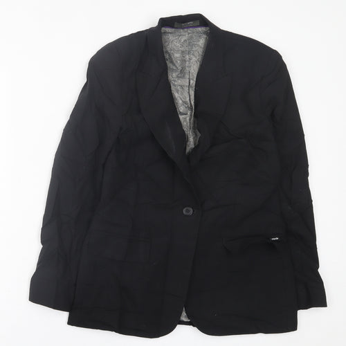 Simon Jersey Womens Black   Jacket Blazer Size 10  Button