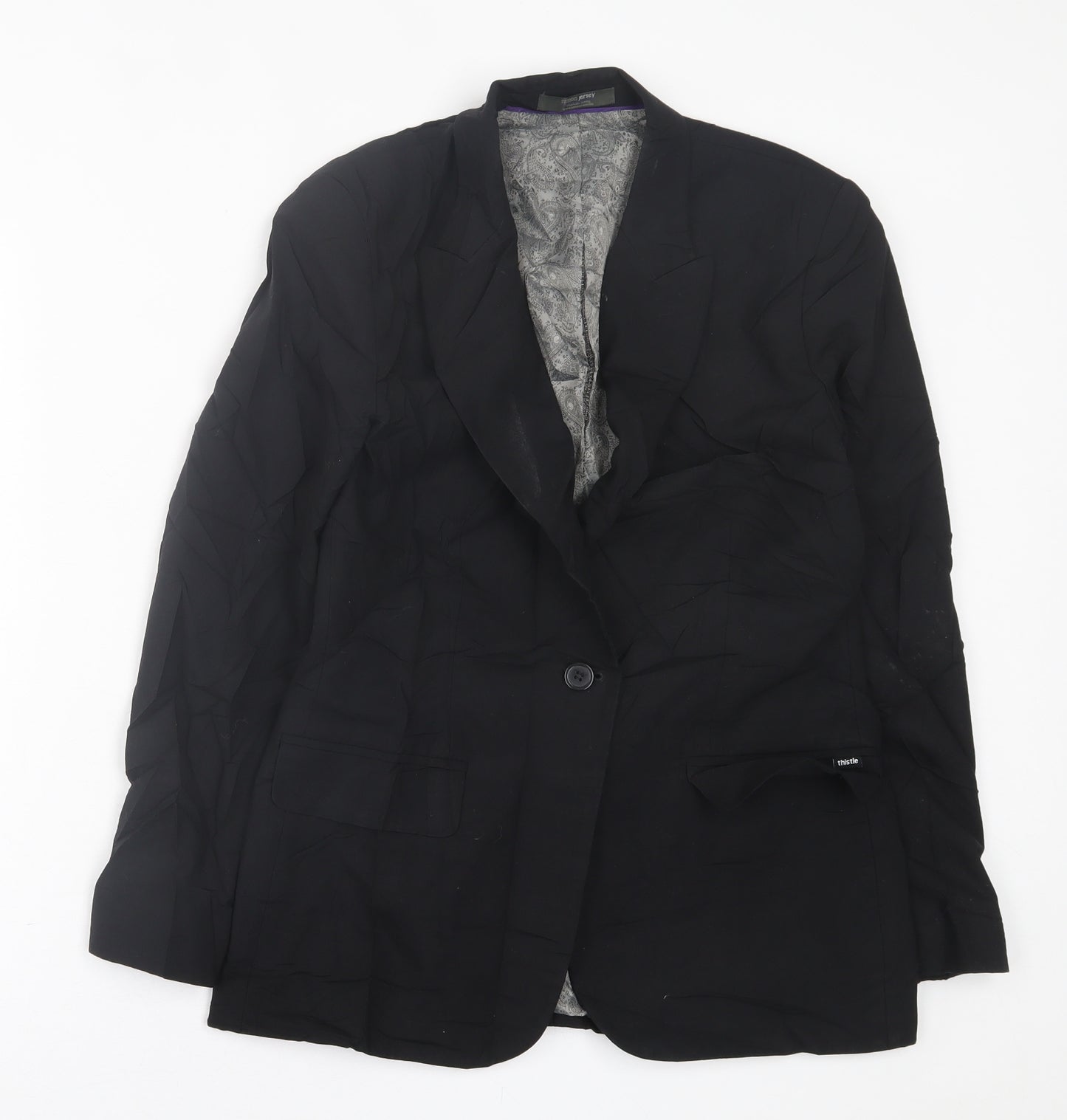 Simon Jersey Womens Black   Jacket Blazer Size 10  Button