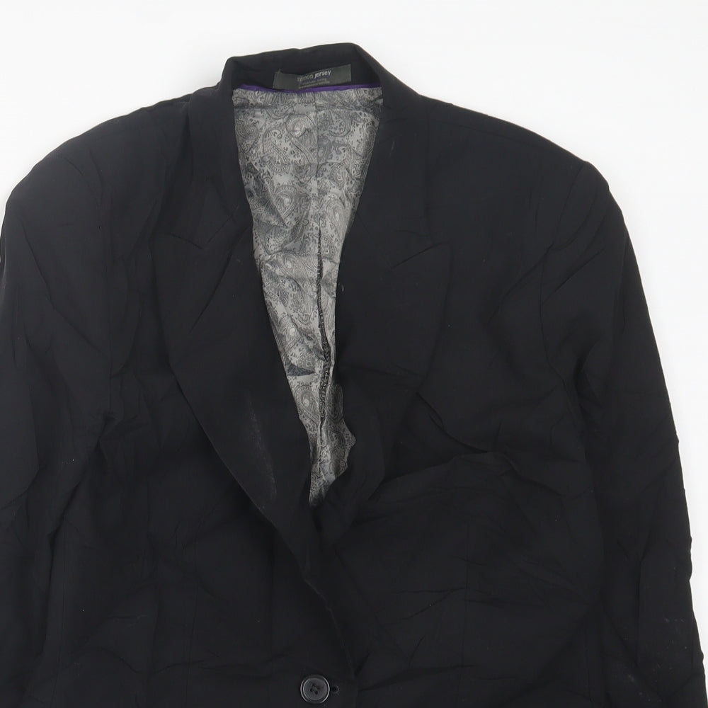 Simon Jersey Womens Black   Jacket Blazer Size 10  Button