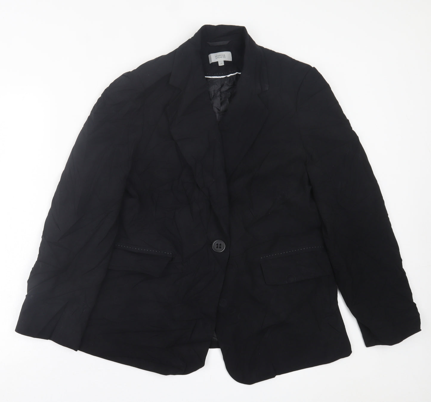 Marks and Spencer Womens Black   Jacket Blazer Size 8  Button
