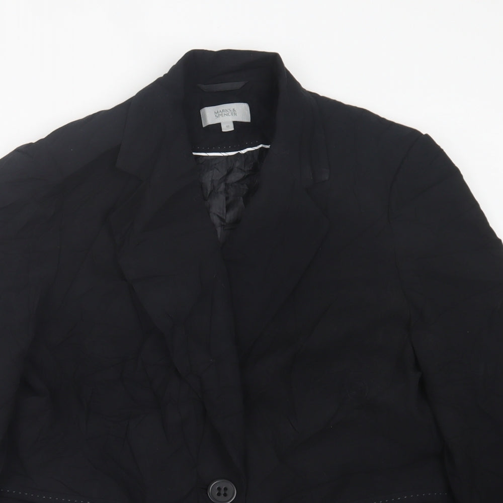 Marks and Spencer Womens Black   Jacket Blazer Size 8  Button