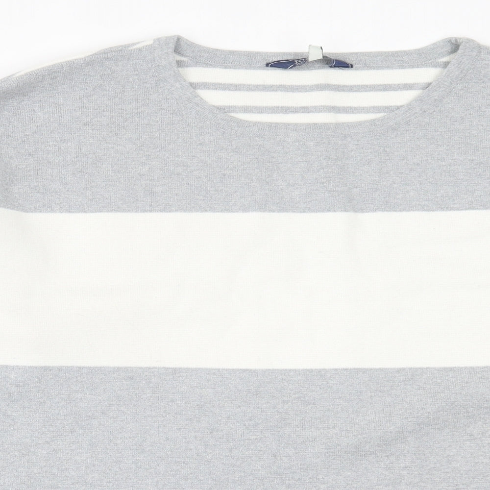 Joules Womens White Crew Neck Striped Cotton Pullover Jumper Size 20