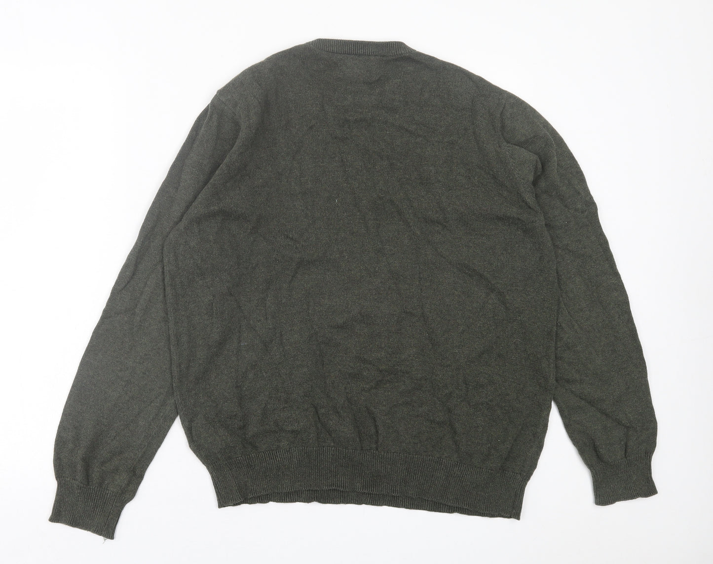 Marks and Spencer Mens Green Crew Neck  Cotton Pullover Jumper Size M