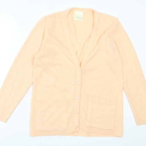Accolade Womens Pink V-Neck Argyle/Diamond Acrylic Cardigan Jumper Size 12