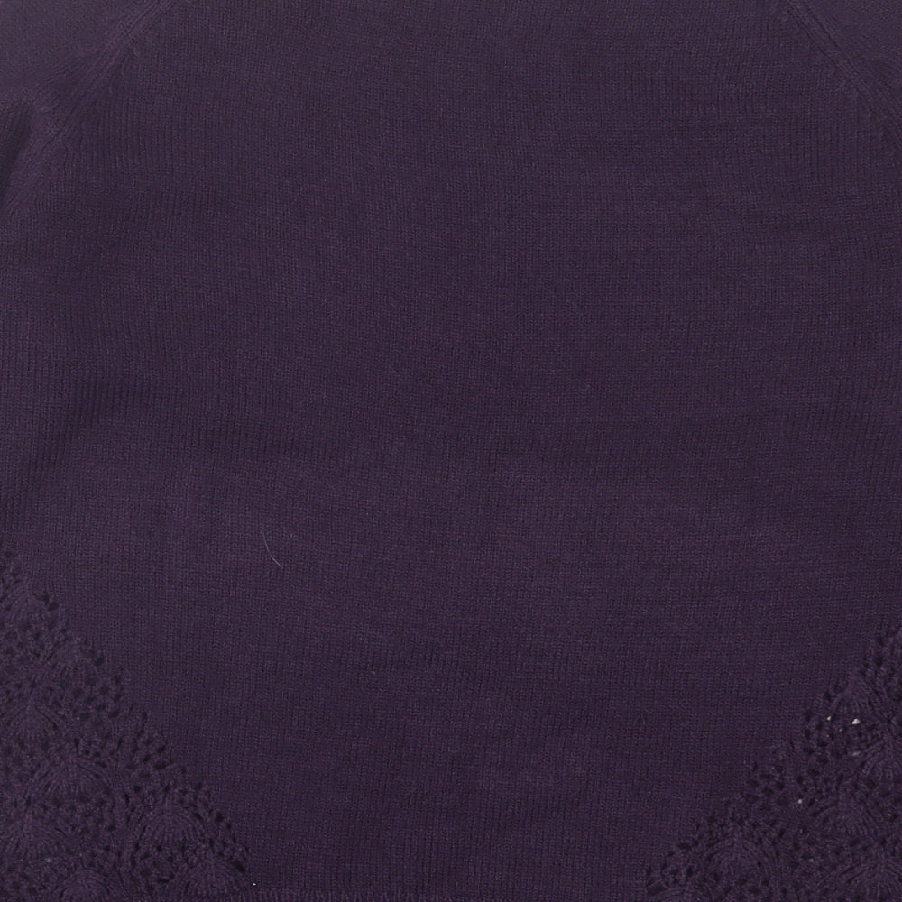Per Una Womens Purple Crew Neck  Acrylic Pullover Jumper Size 14