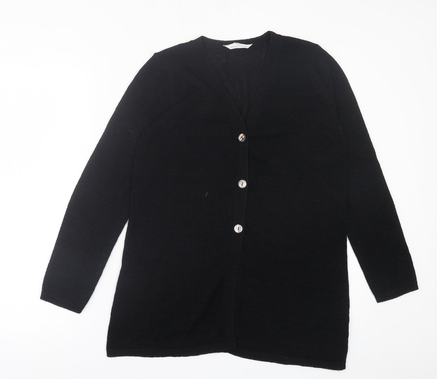 Marks and Spencer Womens Black V-Neck  Viscose Cardigan Jumper Size 8