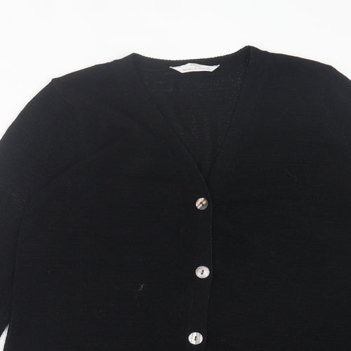 Marks and Spencer Womens Black V-Neck  Viscose Cardigan Jumper Size 8