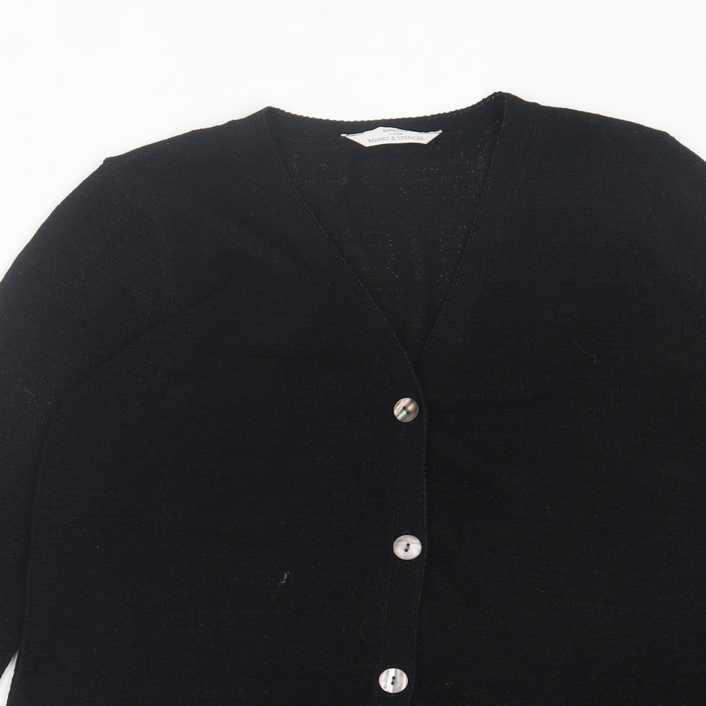 Marks and Spencer Womens Black V-Neck  Viscose Cardigan Jumper Size 8