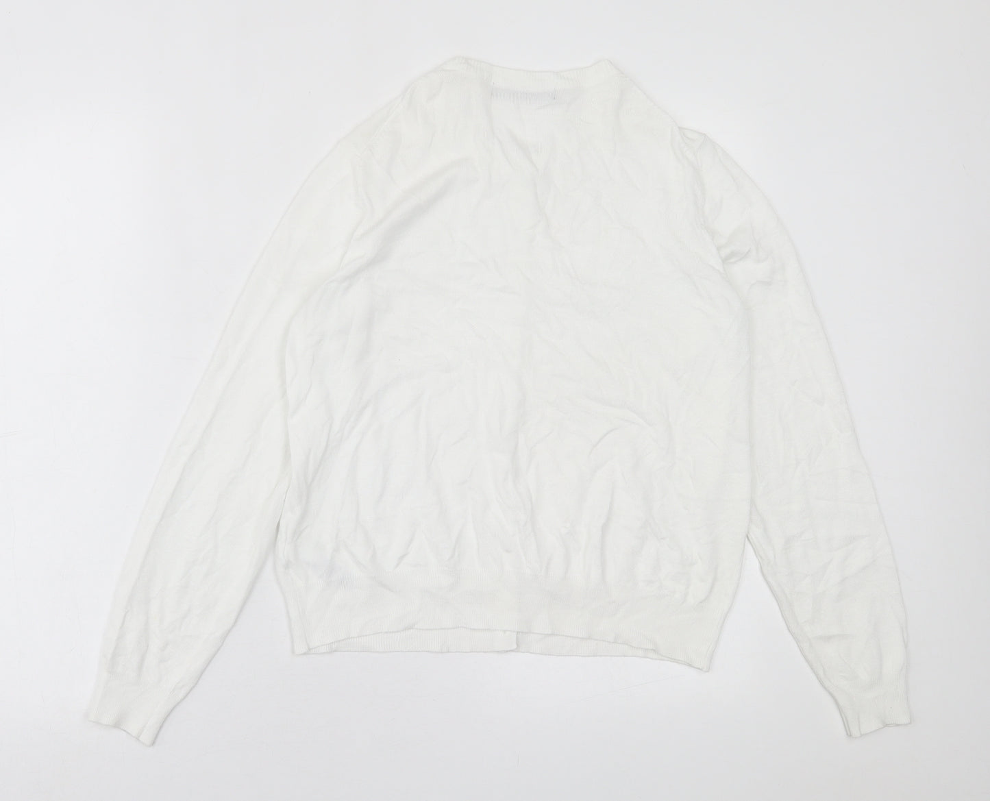 Marks and Spencer Womens White Crew Neck  Viscose Cardigan Jumper Size 14