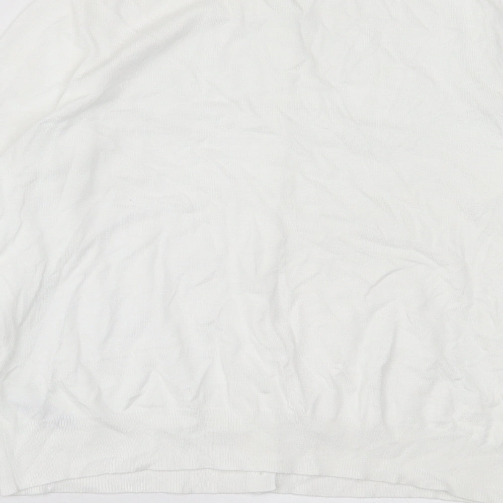 Marks and Spencer Womens White Crew Neck  Viscose Cardigan Jumper Size 14