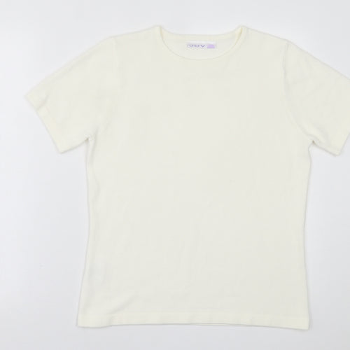 JDV Womens Ivory Crew Neck  Acrylic Pullover Jumper Size 12