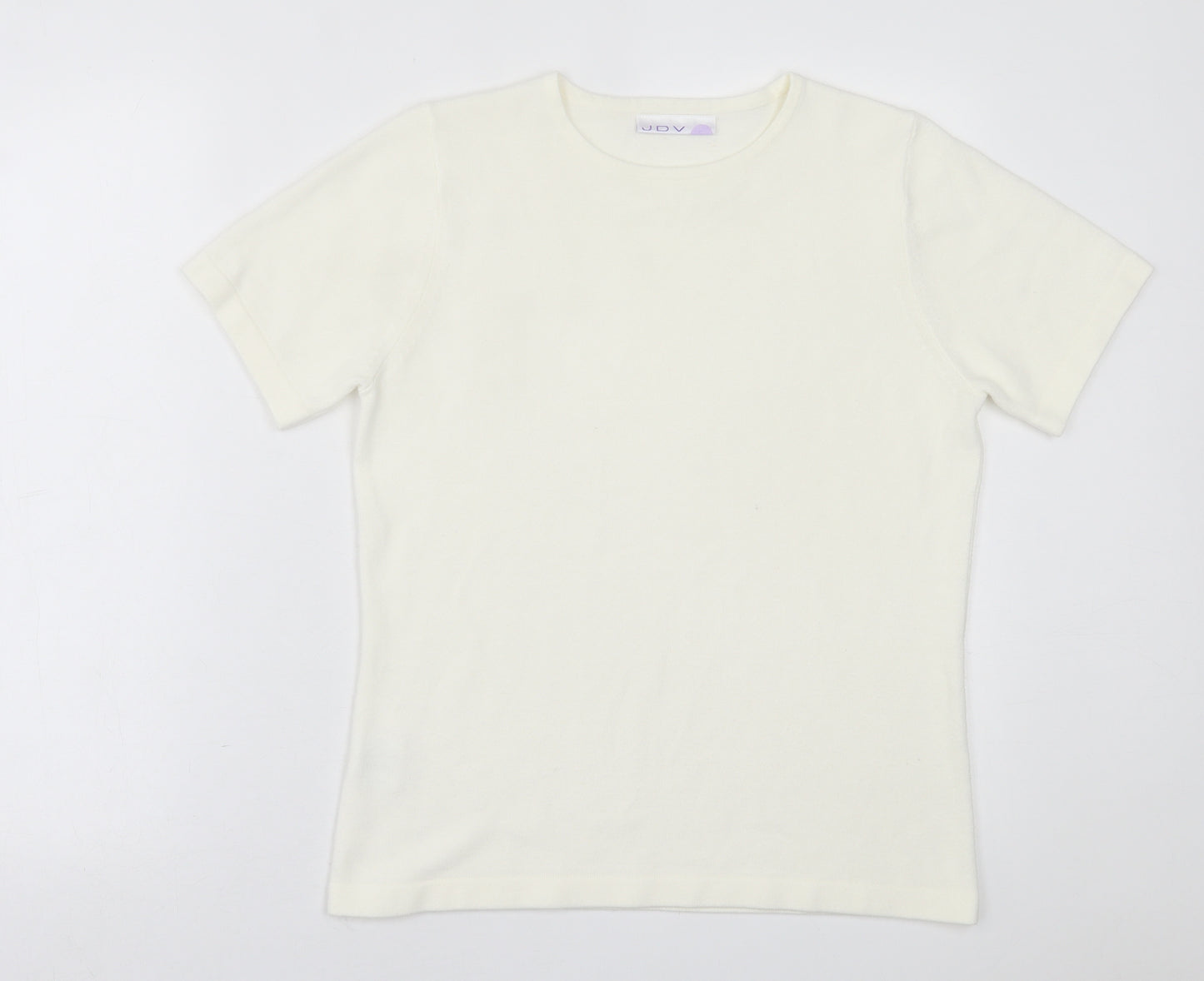 JDV Womens Ivory Crew Neck  Acrylic Pullover Jumper Size 12