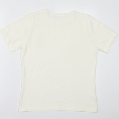 JDV Womens Ivory Crew Neck  Acrylic Pullover Jumper Size 12