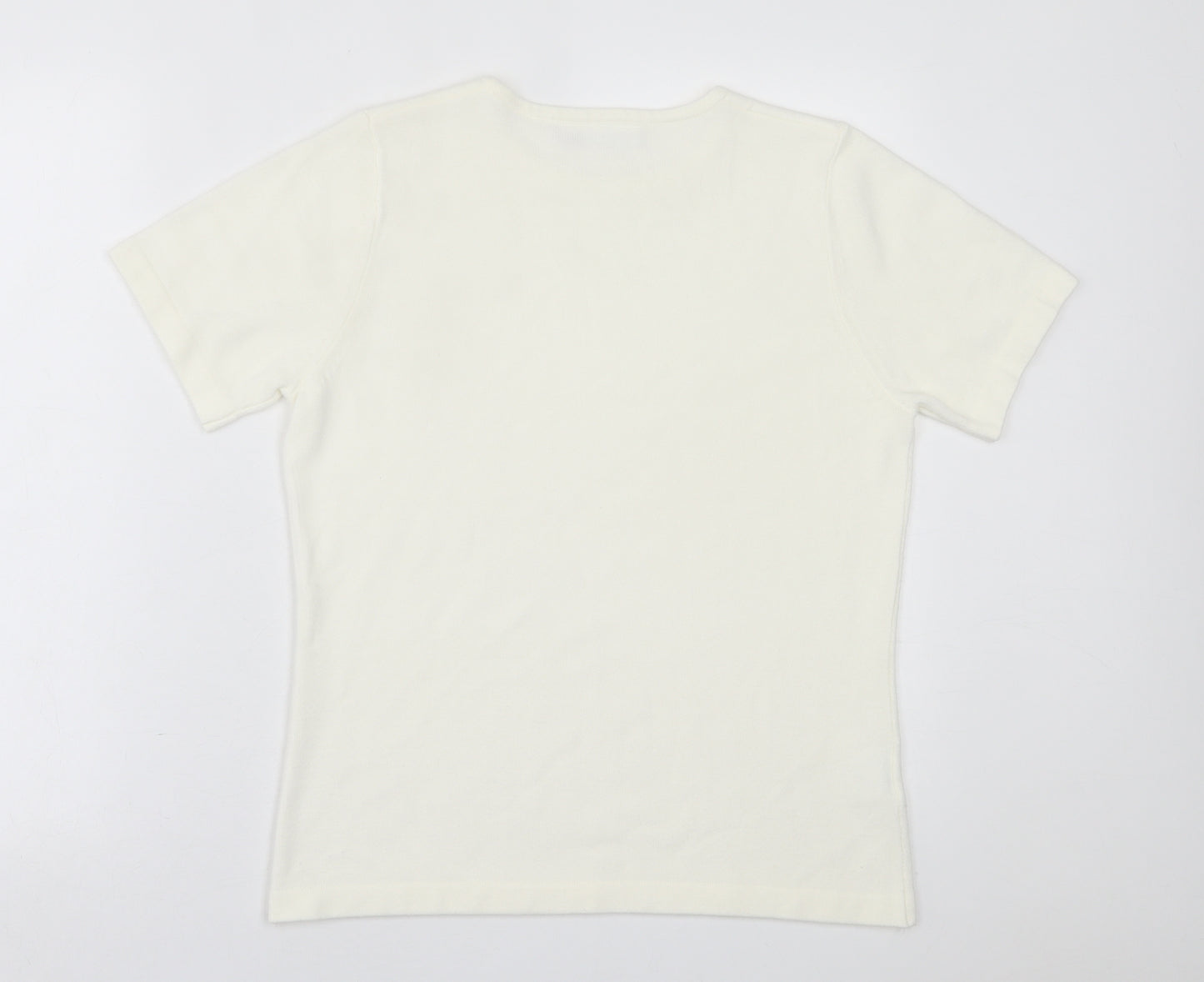 JDV Womens Ivory Crew Neck  Acrylic Pullover Jumper Size 12