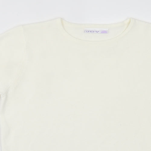 JDV Womens Ivory Crew Neck  Acrylic Pullover Jumper Size 12