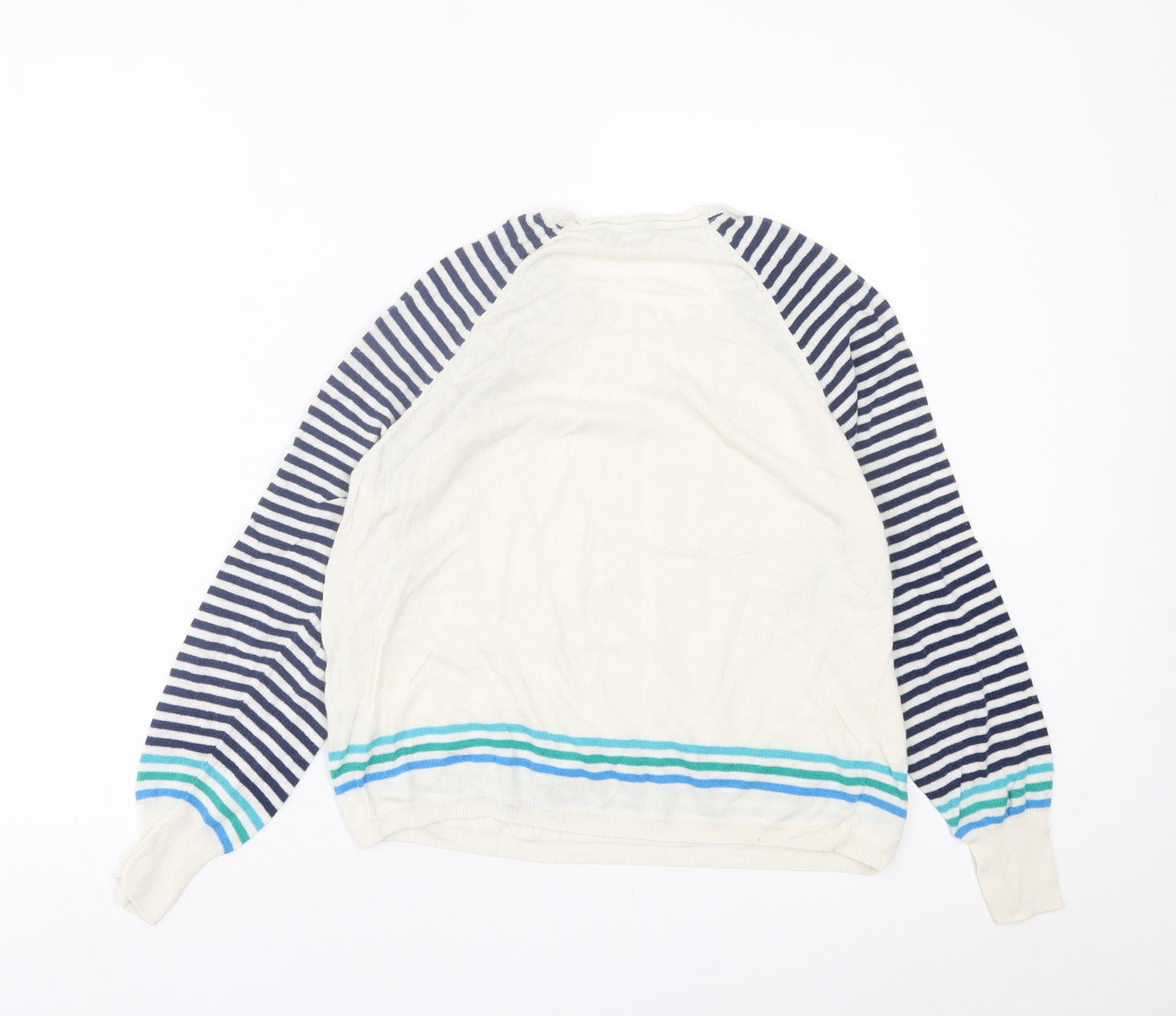 Khost Womens Ivory Crew Neck Striped Viscose Pullover Jumper Size 16