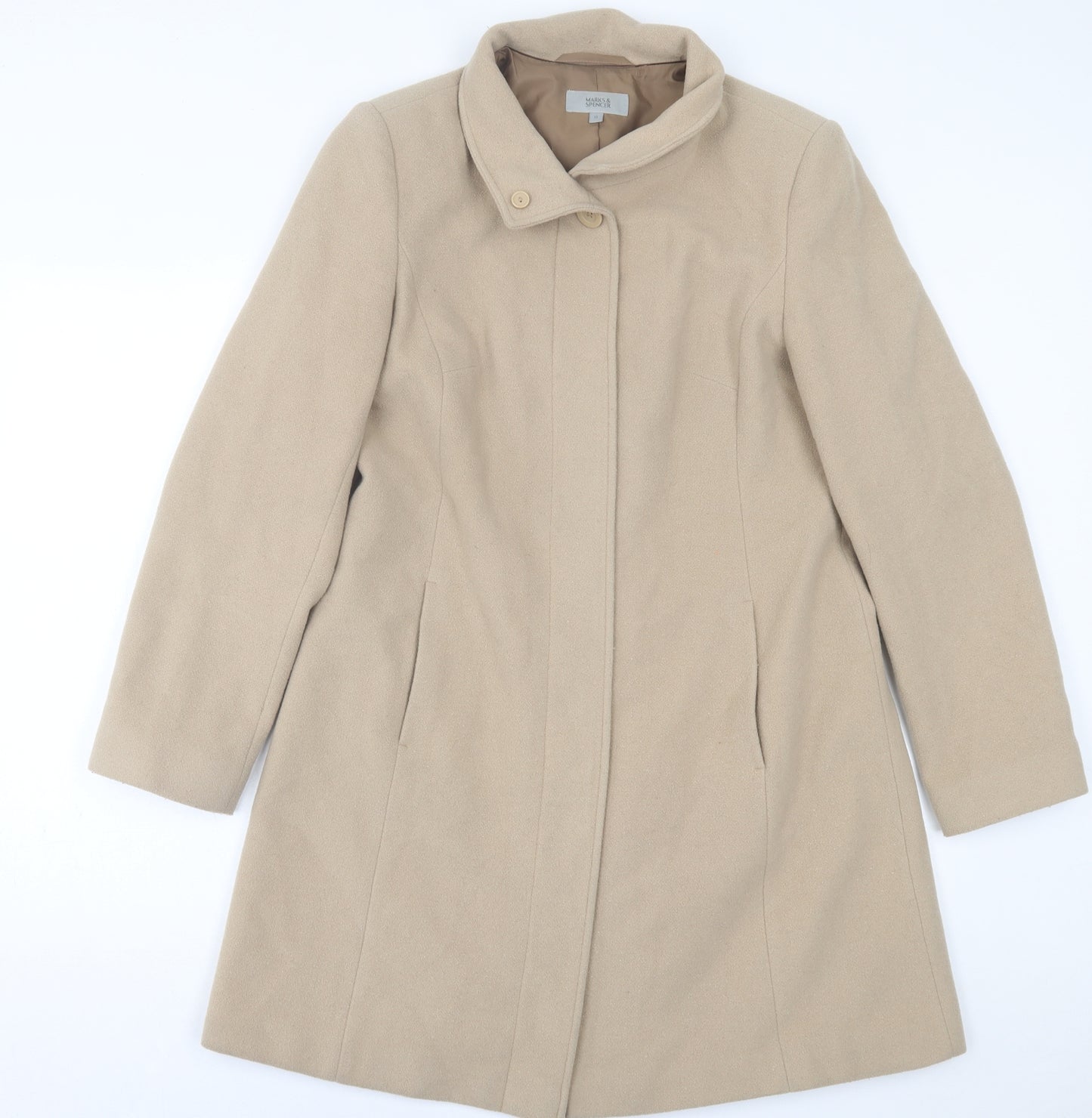 Marks and Spencer Womens Brown   Overcoat Coat Size 12  Button