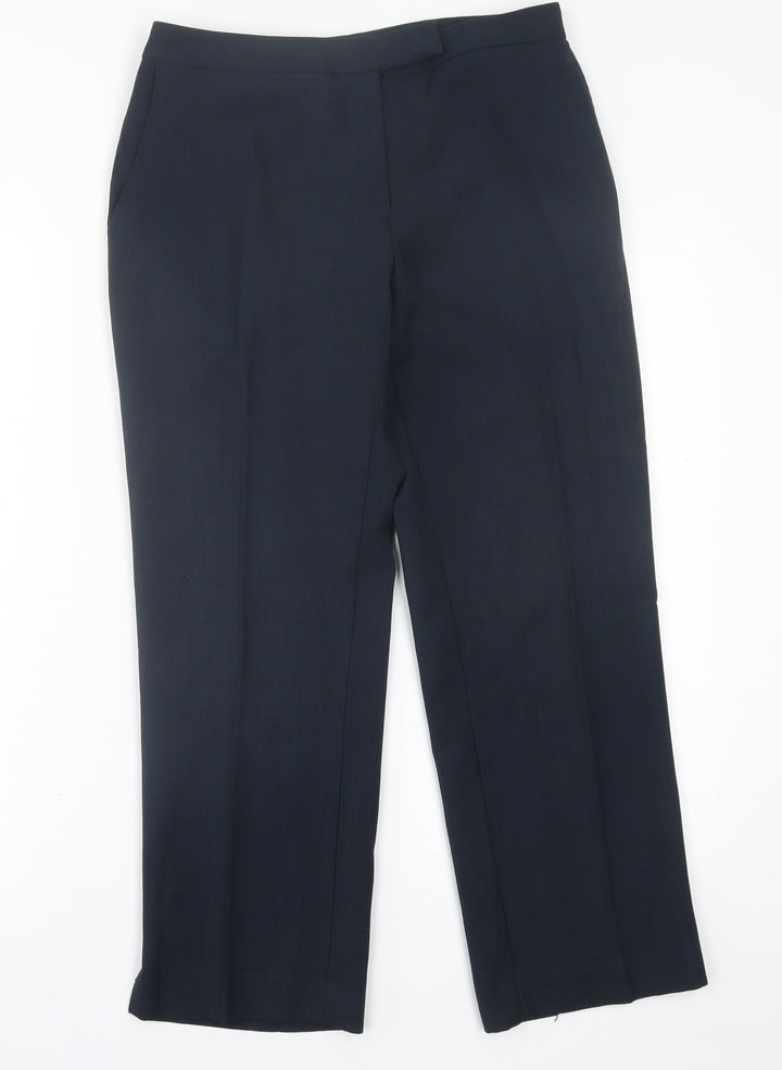 Warehouse Womens Blue Polyester Trousers Size 10 L26 in Regular Hook & Eye
