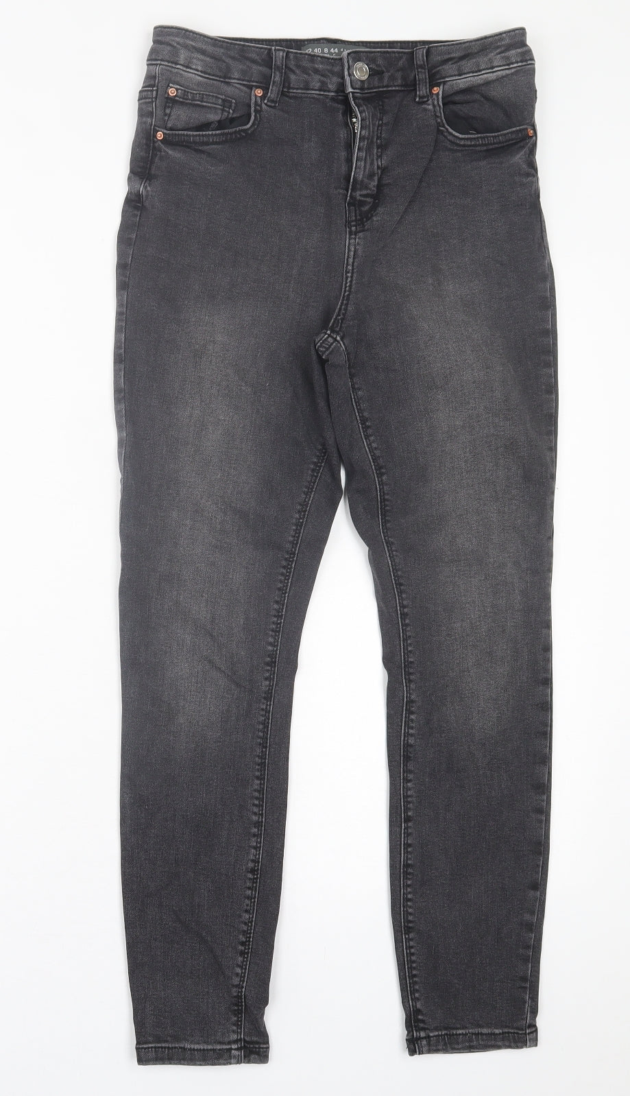 Primark Womens Black  Cotton Skinny Jeans Size 12 L26 in Regular Button