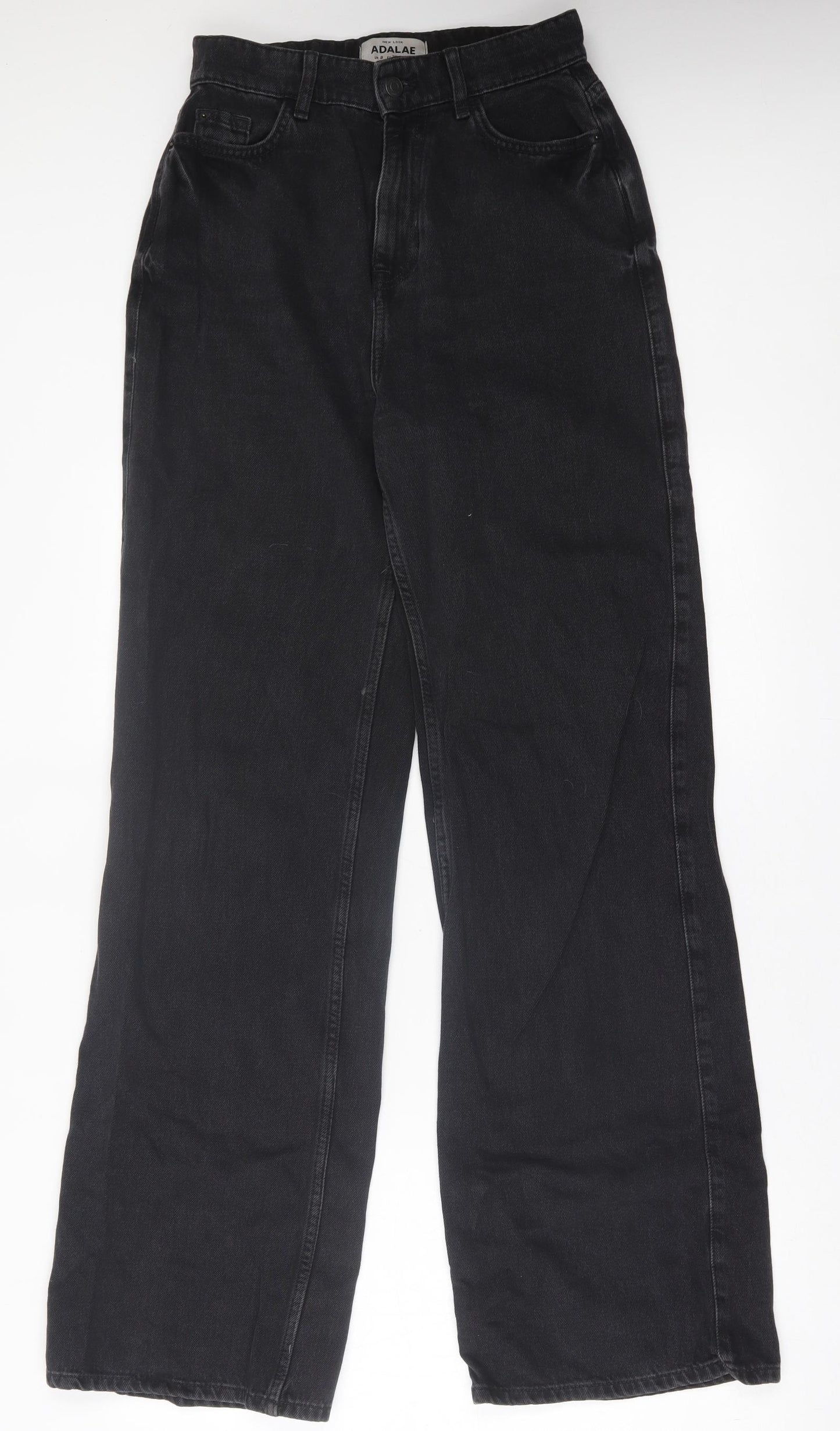 New Look Womens Black  Cotton Wide-Leg Jeans Size 8 L34 in Regular Button
