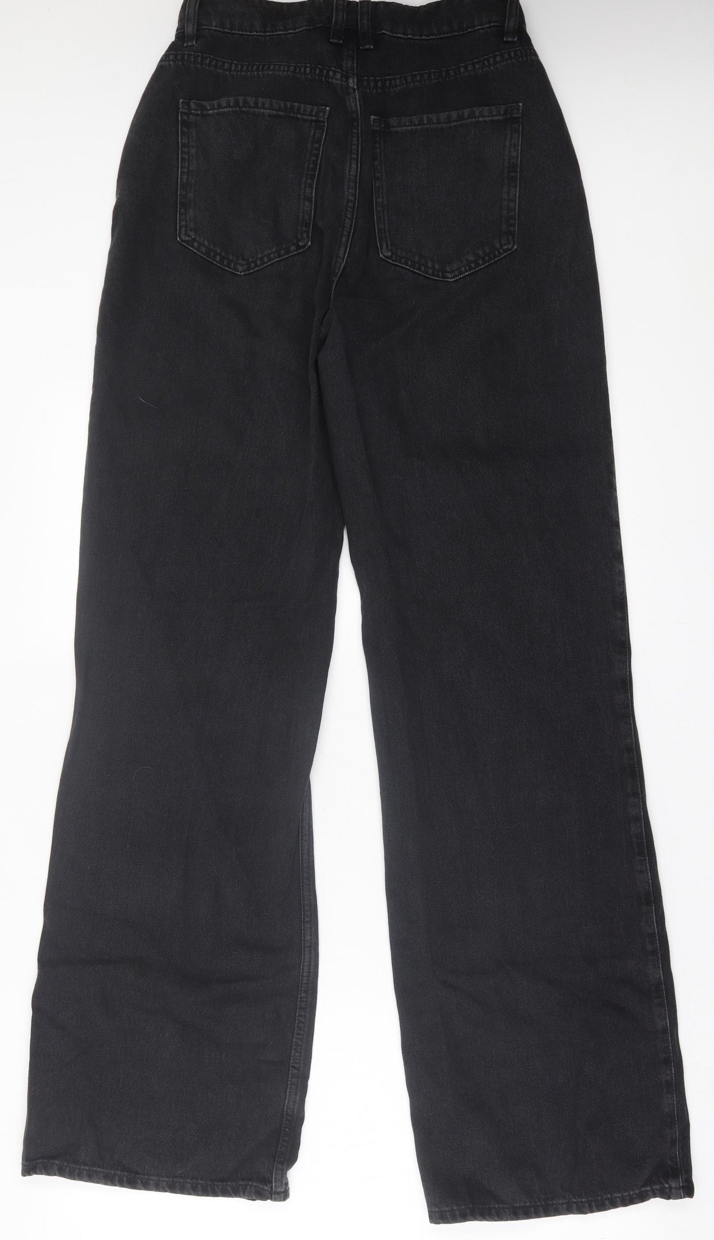 New Look Womens Black  Cotton Wide-Leg Jeans Size 8 L34 in Regular Button