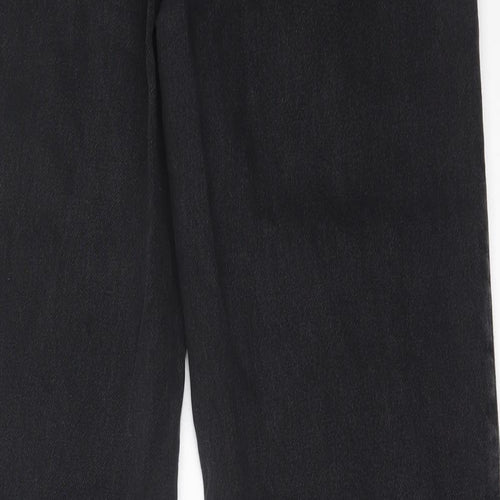 New Look Womens Black  Cotton Wide-Leg Jeans Size 8 L34 in Regular Button