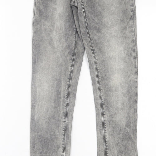 Denim & Co. Womens Grey  Cotton Skinny Jeans Size 8 L31 in Regular Button