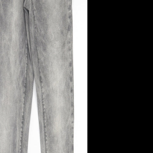 Denim & Co. Womens Grey  Cotton Skinny Jeans Size 8 L31 in Regular Button