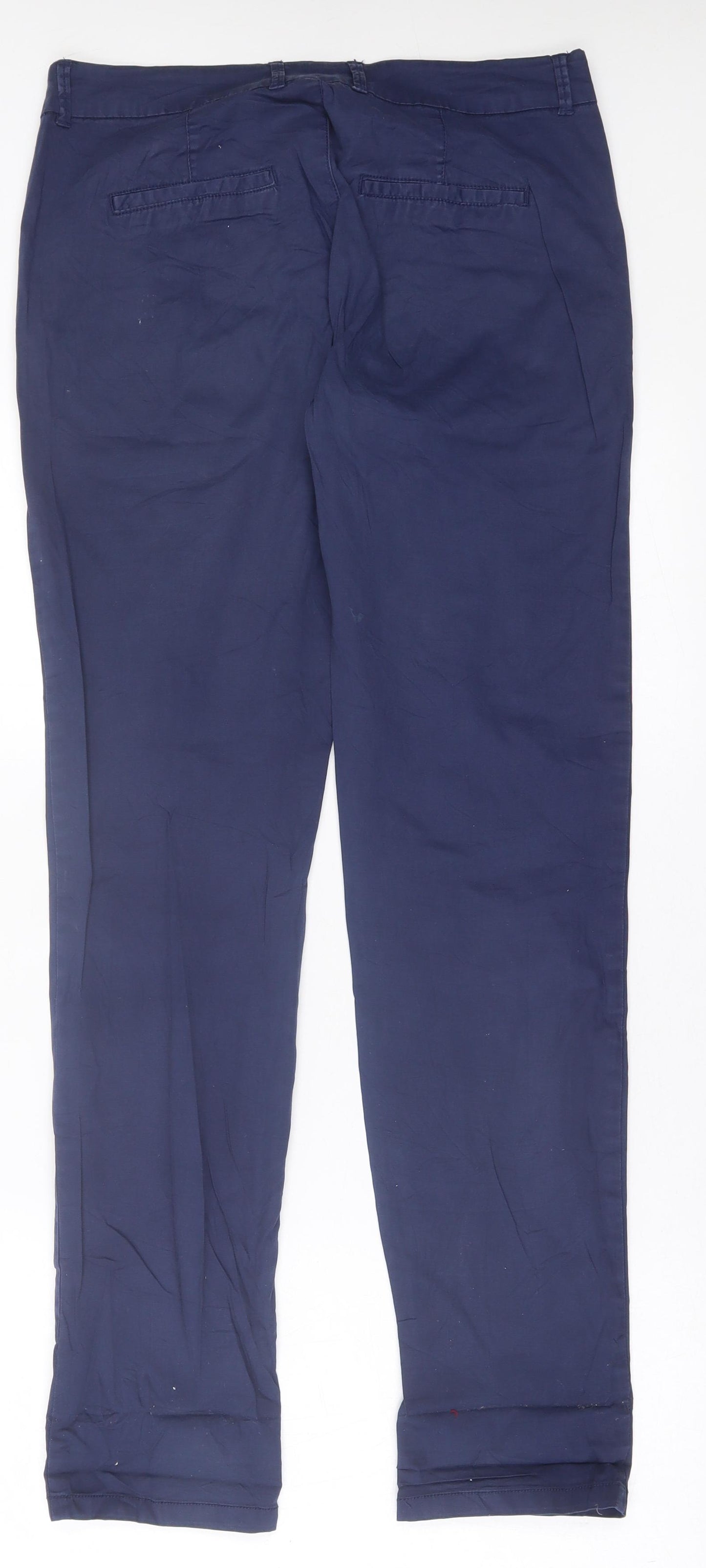 Manguun Womens Blue  Cotton Trousers  Size 8 L31 in Regular Button