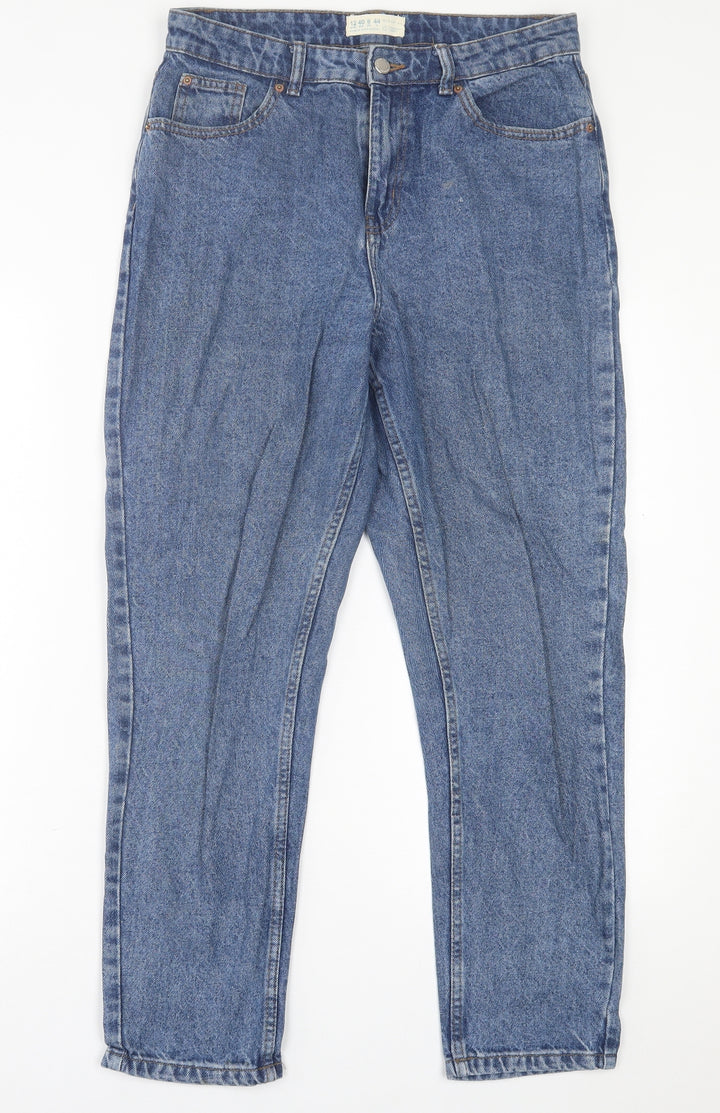 Denim & Co. Womens Blue  Cotton Straight Jeans Size 12 L27 in Regular Button